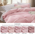 Bedsure Pink Duvet Cover King Size - 3 Pieces Prewashed Cotton-Like Extra Soft Bedding Set, Includes 1 Duvet Cover 104x90 Inches with Zipper Closure & 2 Pillow Shams, Comforter Not Included