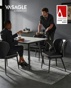 VASAGLE EKHO Collection - Dining Chairs Set of 6, Upholstered Kitchen Chairs, Comfortable Seat, Synthetic Leather with Stitching, Mid-Century Modern, Easy Assembly, Living Room Lounge, Ink Black
