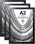 KTKDE A2 Picture Frame Set of 3,16.5x23.4 in Poster Frames,Vertical &Horizontal Wall Hanging Large Black Wooden Frame for Photos Artwork-Perfect for Christmas gifts and Home Decor