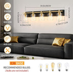 5 Light Modern Bathroom Light Fixtures Over Mirror, Black Gold Vanity Lights for Bathroom Wall Sconces with Clear Glass Shades, E26 Socket (Bulbs Not Included)