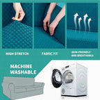 YEMYHOM Latest Checkered 4 Pieces Couch Covers for 3 Cushion Couch Extra Large High Stretch Thickened Sofa Cover for Dogs Anti Slip Furniture Protector Sofa Slipcovers (Teal), 91"-110"(3 Cushions)