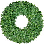 Vlorart 20 Inch Boxwood Wreath, Faux Green Wreath for Front Door Farmhouse Porch Wall Decor, Indoor/Outdoor All Season Rustic Farmhouse Greenery for Fall Winter Spring