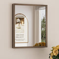 Keonjinn 16 x 20 Inch Small Stainless Steel Framed Mirror, Brushed Bronze Bathroom Vanity Mirror, Anti-Rust, Curved Edge, Shatter-Proof Tempered Glass, Square Rectangle Wall Mirrors for Over Sink