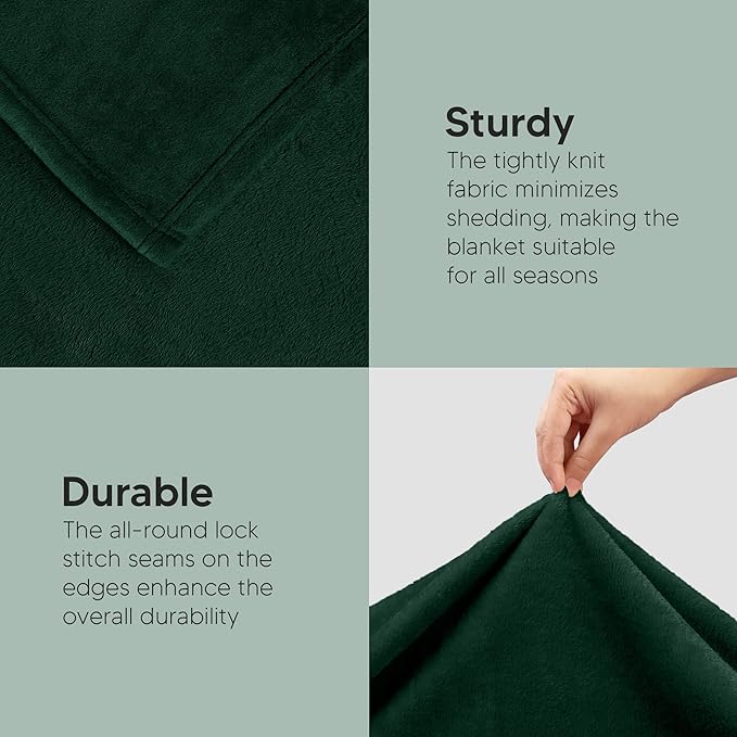 Utopia Bedding Fleece Blanket Queen Size Forest Green 300GSM Luxury Anti-Static Fuzzy Soft Microfiber Bed Blanket (90x90 Inch)