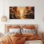 Large Wall Art for Living Room Bedroom Office Gold Forest Artwork Sunrise Landscape Nature Pictures Modern Wall Art Framed Canvas Prints 20x40 Inch