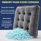 Floor Pillow Set of 2, Memory Foam Meditation Cushion, Floor Cushions for Adults Sitting, Large Square Seat Cushions for Yoga, Living Room, 22x22 Inch (Grey)