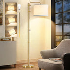 GyroVu Floor Lamp for Living Room, Adjustable Height Standing Lamps with 350° Rotate White Lampshade, 67.5-Inch Modern Tall Lamp Dimmable Floor Lamps for Corner Bedroom Home Office (Bulb Included)