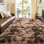 Rugs for Living Room 9x12, Soft Shaggy Modern Shag Area Rug for Bedroom, Upgrade Non-Slip Plush Fluffy Carpet for Kids Boys Girls Room Home Decor Aesthetic, Tie-Dyed Brown