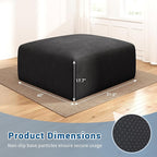 40" Square Stuffed Ottoman Pouf for Sofa Couch, Corduroy Poufs with Foam Chunk Filling, Furry & Fluffy Pouf Footstool Movable Ottoman. 40*31 Floor Poufs Foot Rest for Living Room, Black(2 Piece Set)