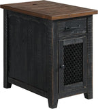 Martin Svensson Home Solid Wood Black and Brown Rustic Chairside End Table with Power and Storage