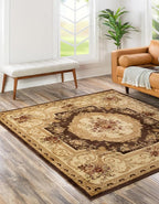 Rugs.com Chateau Collection Rug – 10 Ft Square Brown Medium Rug Perfect for Living Rooms, Kitchens, Entryways