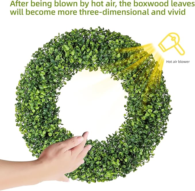 Wreaths, 20" Wreath, Boxwood Wreaths for Front Door, for Spring, Summer, Fall or Winter Wreath,Used for Farmhouse, Room Indoors,Outdoors, corridors, Offices. (Green)