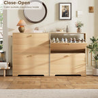 Nicetree Shoe Storage Cabinet with 2 Flip Drawers, Slim Shoe Cabinet, Hidden Shoe Rack Cabinet, Shoe Storage Cabinet for Entryway, Hallway, Foryer, Natural Oak
