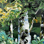Alenoss Hand Painted Oil Painting on Canvas, Abstract Forest Landscape Painting, 28x40 inches, Green Artwork for Living Room Bedroom