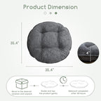 35" Washable Floor Pillow Cushion for Adults, Meditation Cushion Pillow, Extra Large Round Floor Sitting, Removable Tufted Corduroy Cover, for Tatami Living Room or Yoga, Dark Grey, Machine Washable