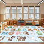 Kids Rugs for Playroom Classroom - 8x10 Feet Large ABC Rugs Kids Preschool Educational Learning Animals, Alphabet Rug for Children Toddler Nursery Kindergarten Decor, Blue