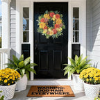 24-Inch Spring Wreath for Front Door with Hydrangeas Dahlias Daisy Silk Flowers and Berry Greenery for All Seasons Indoor Outdoor Wedding Farmhouse Porch Wall Living Room Home Wedding Decor