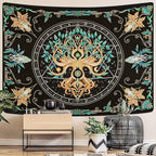 Natural Tree of Life Tapestry,Hippie Aesthetic Wall Tapestries, Psychedelic Aesthetic Decor, Large Tapestry for Bedrooms, Living Rooms, and Dorms-47.64x35.43 Inch