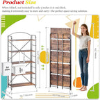 UDD Folding Bookshelf No Assembly, 54.1"H x 23.7"W, 5 Shelf Foldable Bookcase Industrial Collapsible Bookshelves, Open Storage Book Shelves for Small Spaces Home Office Living Room, Rustic Brown Black