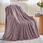 NEWCOSPLAY Super Soft King Blanket Light Purple Premium Silky Flannel Fleece Leaves Pattern Lightweight Bed Blanket All Season Use (Light Purple, King(90"x110"))