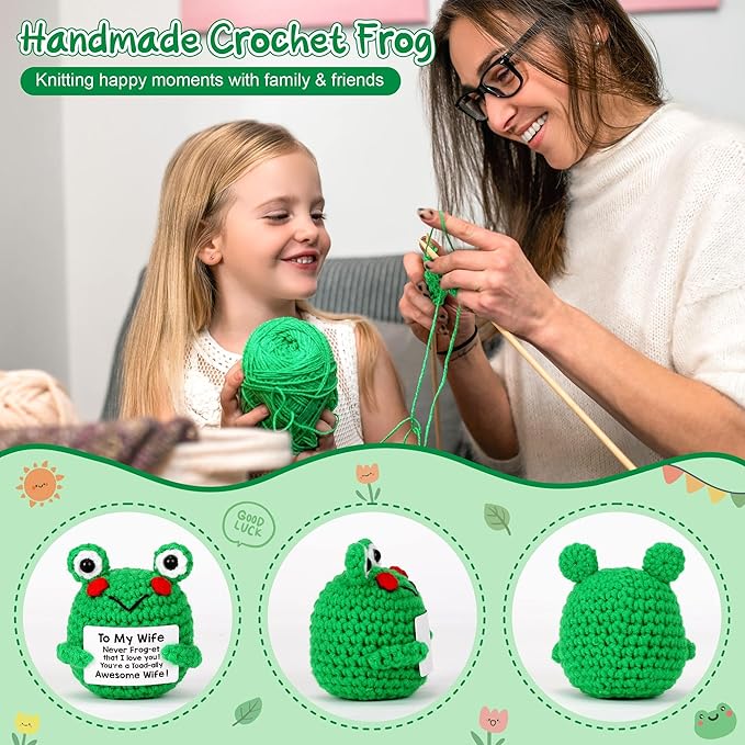 LEJIAJINW Wife Gifts, Wife Christmas Birthday Gift from Husband, Funny Christmas Stocking Stuffer for Her, Romantic I Love You Wifey Girlfriend Honey Cute Mini Handmade Crocher Frog