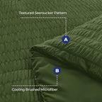 HYMOKEGE Olive Green Twin XL Comforter Set Seersucker 5 Pieces, All Season Luxury Bed in a Bag for Bedroom, Bedding Set with Comforter, Sheets, Pillowcase & Sham