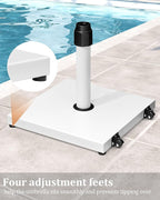 42lbs Patio Umbrella Base - Heavy Duty Outdoor Patio Market Umbrella Stand for Deck with Rollers, Poolside, Balcony, Wind-Resistant Design, White