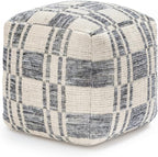 Anji Mountain Artisan Crafted Cotton Blend Pouf Ottoman | Versatile Floor Seating & Footstool for Living Room | Modern Boho Home Décor Accent | Filled Pouffe