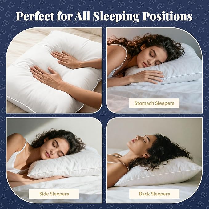White Goose Down Pillow - Luxury Hotel Bed Pillow with Natural 900+ Fill Power, Goose Feather Pillow for Sleeping, 600 Thread Count Cotton Shell, Queen Size- Medium, 1 Pack