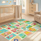 3x5 Preschool Alphabet Rug for Toddlers – Soft ABC Play Mat for Baby Learning, Educational Nursery Rug for Crawling, Reading Nook or Small Playroom – Cute Pastel Beige and Blue Letters Décor