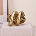 LCCCK Funky Abstract Gold Knot Knick Knacks - Gold Accent Decor for Coffee Table & Tv Stand, Modern Geometric Sculpture Scandinavian Minimalist Home Statue Decorative Objects Entryway Bookcase Book