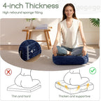 Washable Floor Pillow Cushion for Adults, Meditation Cushion Pillow, Removable Tufted Blended Corduroy Cover, Large Square Floor Sitting for Tatami Living Room or Yoga, 22x22 Inch, Machine Washable