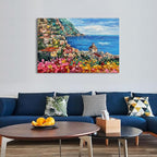 Art Hand Painted Seaside Town Landscape Oil Painting Modern Abstract Art Home Wall Deco Art 30x45 inches