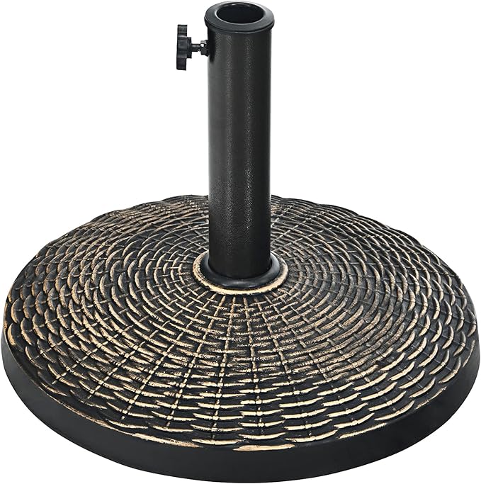 Tangkula 22 LBS Patio Umbrella Base, Round Outdoor Umbrella Stand W/Adjustable Knob, Rattan Pattern, All-Weather Umbrella Base Holder for Poolside, Yard, Street