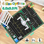 Kids Rug, Airport Rug & Play Mat, 6x9 Ft Road Carpet for Kids with Combined City Traffic & Airport Runway, Non-Slip Playmat for Playroom, Classroom, and Bedroom