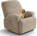 VANSOFY Oversized Recliner Chair Covers, 4-Pieces Stretch Recliner Cover Jacquard Soft Reclining Chair Slipcover Furniture Protector with Elastic Bottom for Lazy Boy Recliner(Khaki)