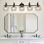 ANDY STAR Black Vanity Light, 5-Light Bathroom Light Fixture, 35" Large Bathroom Lighting Over Mirror, Industrial Wall Sconce, Perfect for Big Bathrooms, Double Vanities, Long-Length Elegant Design