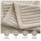 KASENTEX King XL Quilt Set 108"x98" – Soft Washed 3-Layer Lightweight Bedspread, Minimalist Nordic Design, All-Season Spring & Summer Quilt Set (1 Quilt + 2 Pillow Shams),Light Taupe