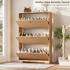 Nicetree Shoe Storage Cabinet, Slim Shoe Cabinet, Hidden Shoe Rack Cabinet, Shoe Storage Cabinet for Entryway, Hallway, Foryer, Natural Oak