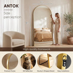 Antok Full Length Mirror, 81"x41" Floor Mirror, Arched Floor Standing Freestanding Arch Full Body Mirrors with Stand for Bedroom, Hanging Mounted for Living Room Cloakroom,Gold