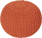 REDEARTH · Round Pouf Ottoman - Hand Knitted Cable Boho Poof - Pouffe Circular Footrest for Living Room - Bedroom - Patio - 100% Cotton (19.5"x19.5"x14") - Burnt Orange, Set of 2