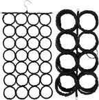 Super Z Outlet Foldable 28 Ring Hole Slots Space Saving Clothing Closet Hanger Scarf, Ties, Belts, Socks Organizer for Home Bedroom, Bathroom, Living Room (Black) (Pack of 2)