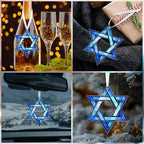 FLAGWIX Christmas Hanukkah Gifts for Women Men - Acrylic Christmas Ornament for Tree Decorations - Hamsa Hand Ornaments Decor, Star of David Tree Topper, Spiritual Religious Gifts for Mom Grandma