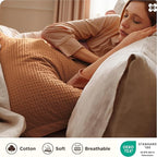 Bedsure Cotton Duvet Cover Queen - 100% Cotton Waffle Weave Hazel Duvet Cover Queen Size, GentleSoft™ and Breathable Bedding Set for All Season, 3 Pieces, 90"x90"