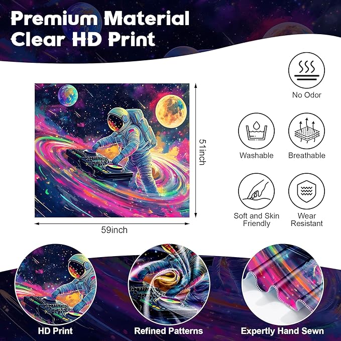 NYZE Blacklight Tapestry Music Wall Tapestry Art Party Banner Colourful Poster Design Tapestries for Hip Hop College Dorm Room Bedroom Wall Decor 59in×51in