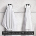 YOHOM Stainless Steel Vacuum Suction Cup Bathroom Shower Holders - Removable Towel Rack, Bathrobe and Loofah Hooks with Brushed Finish