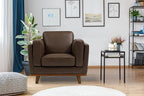 Valencia Artisan Full Leather Accent Chair 41.5” | Pure Full Italian Nappa Leather, Solid Wood Accent, Ultimate Comfort, Chocolate Brown