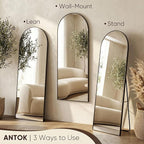 Antok Full Length Mirror, 59"x18" Floor Mirror, Arched Floor Standing Freestanding Arch Full Body Mirrors with Stand for Bedroom, Hanging Mounted for Living Room Cloakroom,Black