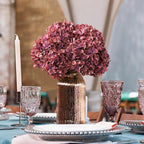 Artificial Flower Fake Silk Hydrangea Heads Bouquet with Stems Bulk for Fall Decoration Table Center Christmas Indoor Outdoor Faux Floral Realistic with Leaves Plants Crafts 8PCS(Rose red)