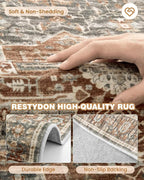 Kitchen Runner Rug Non Slip Washable 2.5x10, Soft Ultra-Thin Entryway Rug Runners for Hallways, Carpet Runner for Living Room,Kitchen, Laundry, Bathroom(Grey/Brown/Tan,2.5'x10')